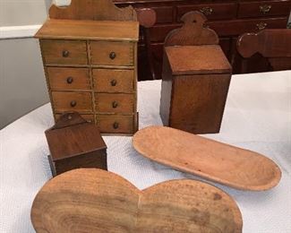 Assorted antique boxes, modern trays