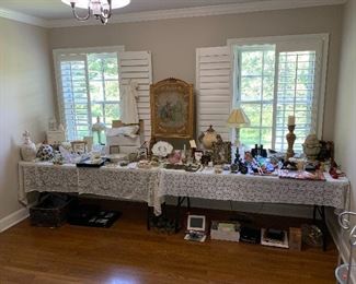 Smalls, antiques and decorator items. Painted French fire screen