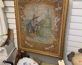 French hand painted fire screen