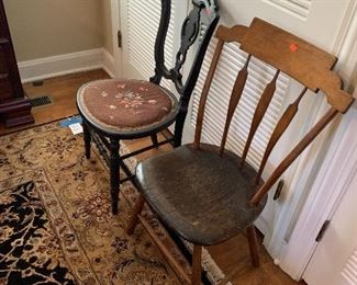 Two more odd straight back chairs