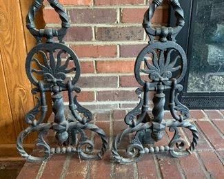 Ornate antique andirons