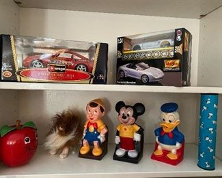 Vintage Disney toys and sports cars