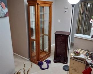Careo cabinet glass door slides open and jewelry cabinet 