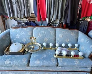 Couch and light fixtures
