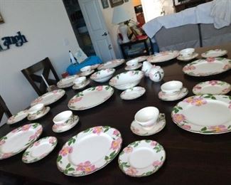 Franciscanl "Desert Rose" sugar bowl & cover, creamer,7 desert plates 6in.,8 cups & saucers,7 Dinner plates 10 1/2 in.,4lunch plates 8 in.,1 platter round 11 1/2in., 1 bowl 9 in.,1 bowl 8in., Gravy boat $350.00