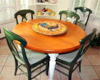 Very Heavy Kitchen Dining Table with 6 Chairs and 2 Leaves, Nice French Style Lazy Susan