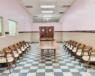 Stow & Davis mid century conference table and 14 Gunlocke chairs