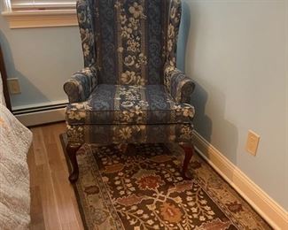 Upholstered wing back chair