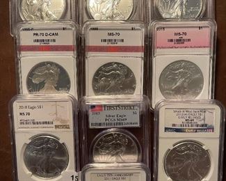 Graded American Eagle Silver Coins