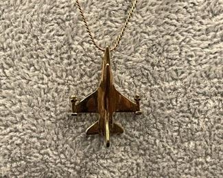 14K Gold Necklace with Aviation Charm
