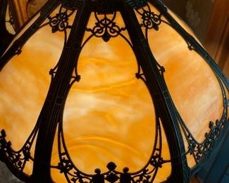 Large Antique WILKINSON Slag Glass Lamp