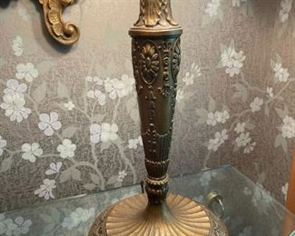 Large Antique WILKINSON Slag Glass Lamp