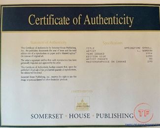 Limited Edition Signed Prints by L GORDON