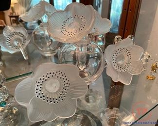 Lalique "Anemone" Frosted Art Glass Paperweight(s)