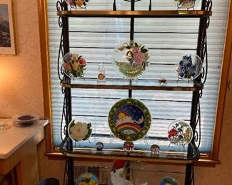 Bakers Rack with Peggy Karr Plates