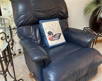 Blue Leather Lazy Boy Recliner