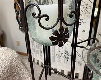 Set of 3 Large Floor Standing Metal Candle Holders