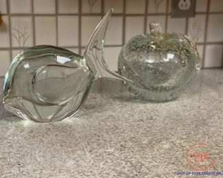Murano Large Glass Apple and Fish