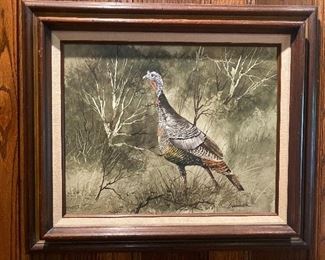 Framed original wildlife watercolor 
painting by Texas artist, Ragan Gennusa.  He was born in Rosebud, Texas in 1944 and grew up in Port Arthur,  Texas. He currently resides in Dripping Springs, TX.   In 1985, he was honored by the State Legislature’s selecting him the 1985-86 Texas State Artist.    This water color is behind non reflective glass.  We removed it from the framing and verified that it is an actual watercolor.   
