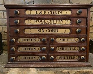 Antique J & P Coats spool cabinet with 9 drawers