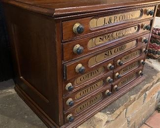 Here are more photos of the antique J & P Coats spool cabinet 