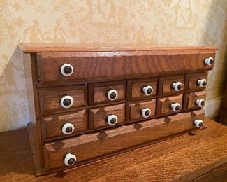 Antique spice cabinet drawer chest 