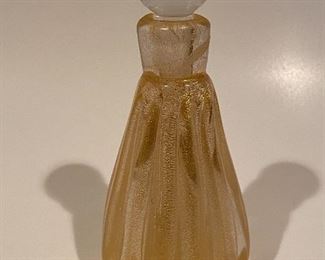 Seguso Murano Italian glass with gold flecks perfume bottle with stopper