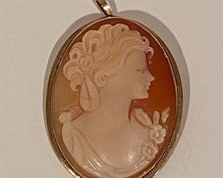 Carved cameo from Italy set in 14kt gold