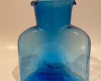 Blenko Glass water pitcher in blue