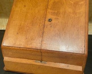 An antique English desk set stationary box