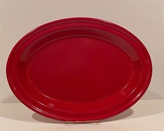 Red platter by Emile Henry. Made in France