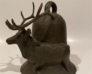 Bronze Wapiti Elk Bell by Carl Wagner (1939-2011)  with an elk leg & hoof  dapper.  Number 726 of 1000 cast