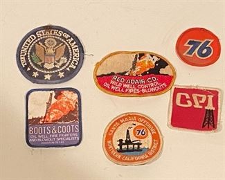Vintage patches, mostly oil related such as the Red Adair Company 