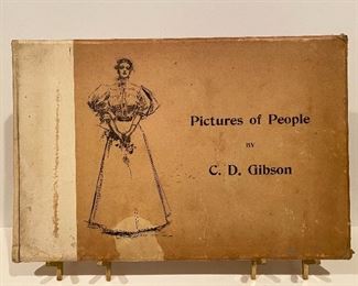 Antique book ‘Pictures of People’ by Gibson Girl illustrator C D Gibson from the 1890s