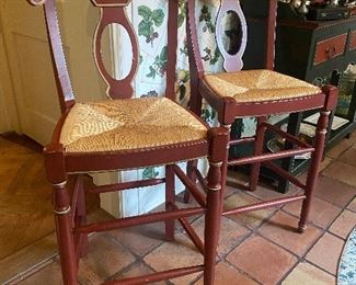 Nice quality Napoleon bar stools with rush seats 