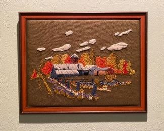 Vintage framed needle point