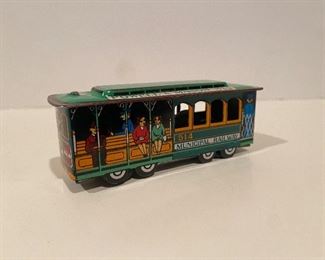 Small vintage tin San Francisco trolley cable car.  Made in Japan 