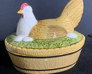 Vintage Ceramic West German Chicken Trinket Box
