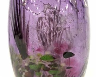 Signed Artist Ltd Ed Amethyst Glass Art Vase, 1987
