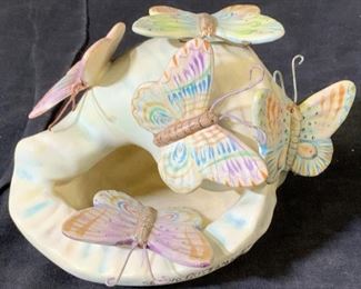 Sergio Bustamante Butterflies on Snail Ceramic Art
