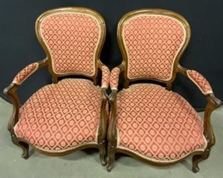 Pair Vintage Upholstered Arm Chairs

