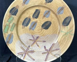 Signed Ceramic Hand Painted Serving Platter
