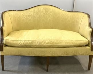 Antique Gold Silk Upholstered Loveseat
