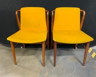 Pair Danish Upholstered MCM Side Chairs

