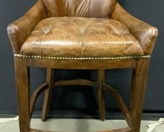RINFRET Brown Tufted Leather Counter Height Chair

