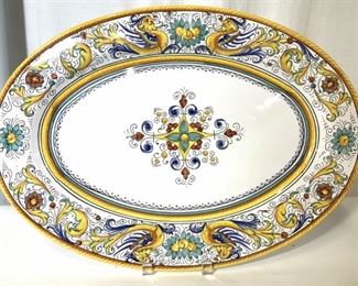 Hand Painted Ceramic Platter Centerpiece, Italy
