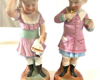 Antique Bisque Sculptures Of Boy & Girl
