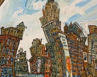 ALAN STREETS Signed Acrylic on Canvas, Cityscape
