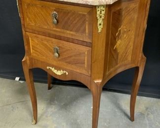 Antique Marble Topped Night Stand, France
