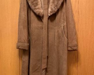 Vintage lady's suede coat with detachable mink stole